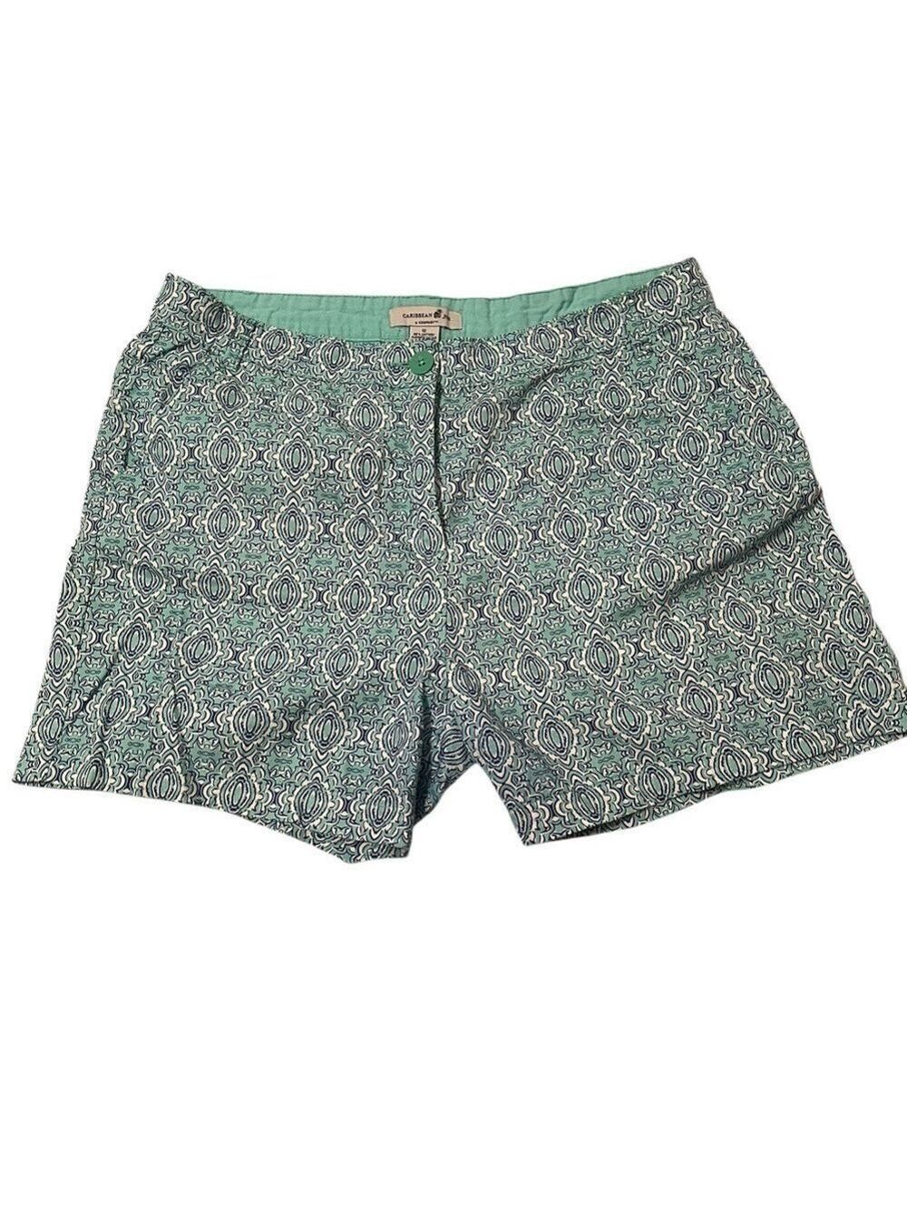 Caribbean Joe Green Patterned Women's Shorts